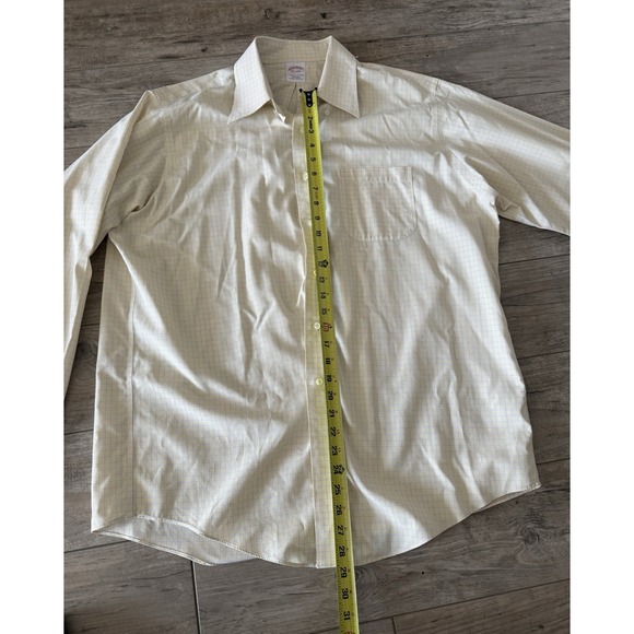 Brooks Brothers Traditional Fit Dress Shirt Mens 16.5 4/5 Yellow Check Non Iron - Picture 7 of 7